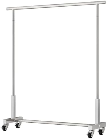 Heavy Duty Clothing Rack on Wheels - Stainless Steel Garment Rack for Hanging Clothes, Commercial Display, Freestanding Coat Rack for Bedroom, 150x40x150CM