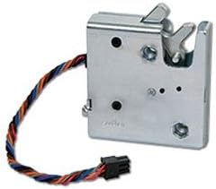 Southco R4-EM-11-161 Electronic Rotary Push-to-Close Latch, Auto Relock, with Latch Status Microswitch, Non-Sealed Connector, 1/4-20 Thread, Steel Housing, Zinc Plate, Bright Chromate