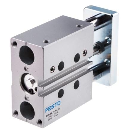 FESTO DFM-16-25-P-A-GF (170834), 0.8 M/S MAX Speed, 16 MM BORE, 2-10 BAR, 25 MM Stroke, Double-Acting, Elastic Cushioning Rings/Pads AT Both Ends, Guided Actuator, M5 Pneumatic Connection, NBR Seals,