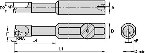 WIDIA WIDIA Circle FSBI2505001255R FSBI Small Hole Boring Bar for Turning, -5° Angle, Steel Stepped Boring Bar, 0.5' Shank Diameter, Right, 3' Length