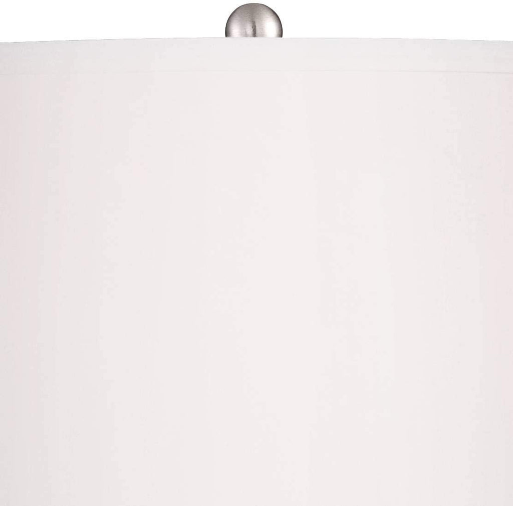 360 Lighting Stella Coastal Modern Table Lamps 30' Tall Set of 2 Fluted Blue Glass White Drum Shade Decor for Living Room Bedroom Beach House Bedside Nightstand Home Office