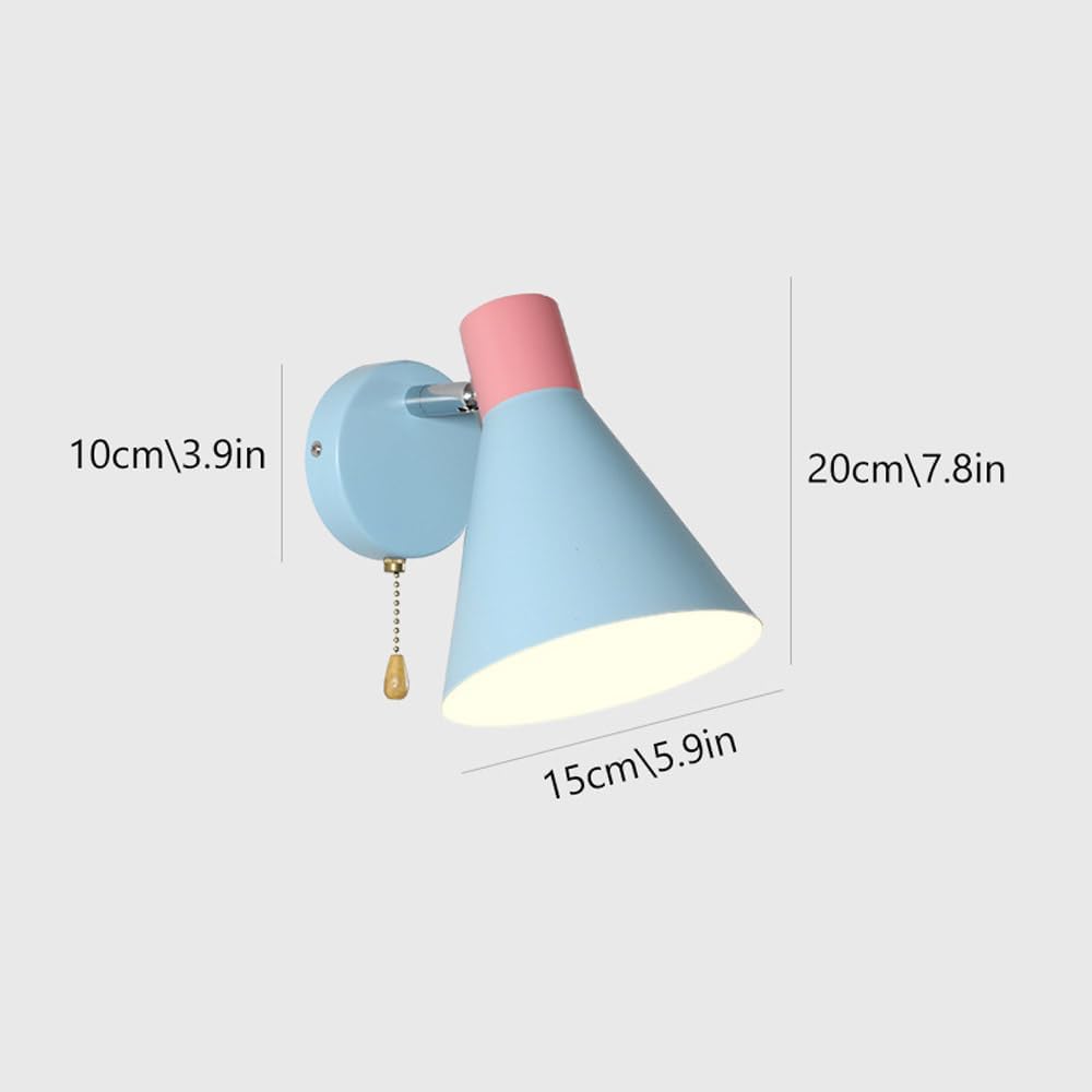 Wall Sconces Lighting Set of 2 for Bedroom, Blue Macaron Wall Lamp E27 Nordic Modern Wall Light Fixtures with Switch, Adjustable Bedside Wall Lights for Hallway Living Room Restaurant Office Kitc