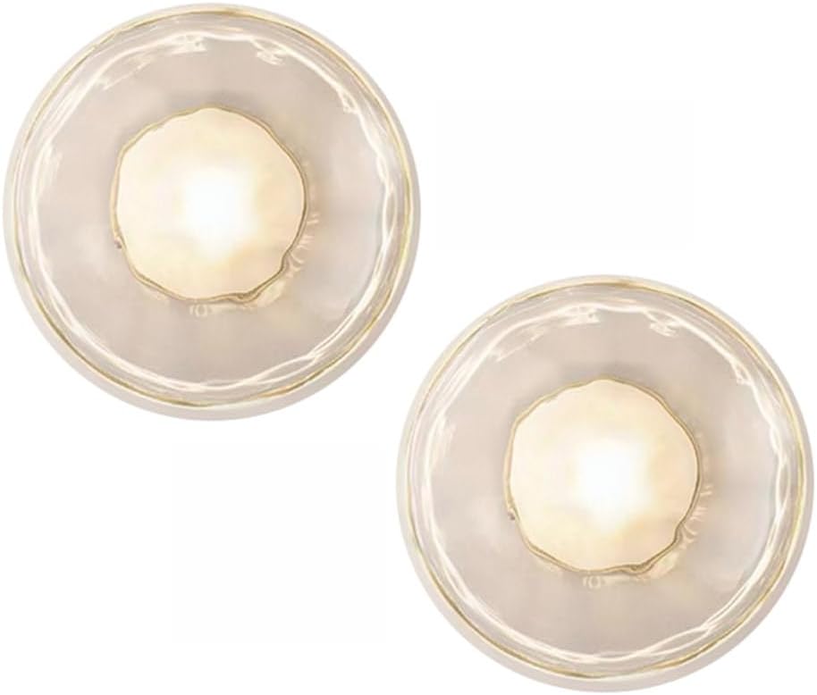 Glass Wall Sconces Set of 2, Modern Disc Shape Light, Mounted Fixture, Indoor Vanity Lamp, Ceiling in 1, for Bedroom Living Room Kitchen Hallway