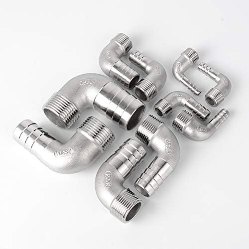 Hose Adapter,Tap Connector,1/8'' - 2'' BSP Male Thread x Barb Hose Tail 304 Stainless Steel Elbow Water Pipe Fitting SS304 Reducer Joint Connector-50mm,2'(36893,40mm)