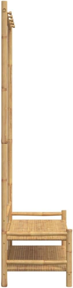 Clothes Rack, Natural Bamboo Compact Clothes Hanging Storage Organizer with Shelves, Entryway Garment Rack for Small Spaces, 15.7 x 40.6 x 72.0 in.