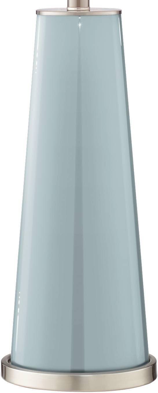 Color + Plus Leo Modern Table Lamps 29 1/2' Tall Set of 2 Rain Blue Gray Glass Tapered Column Plain White Drum Shade Decor for Bedroom Living Room House Home Bedside Nightstand Office Family