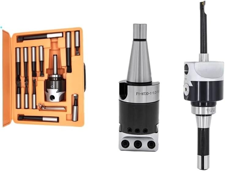 1pc F1 2/3/4 Inch 50/75/100mm F1 Type Boring Head 12/18/25mm Lathe Boring Bar Milling Holder For Milling Machine Tools + Hex Wrenche(R8(7-16)-F1-12 (set))