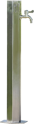 Floor Mounted Faucet Outdoor Water Pipe Vertical Fountain Irrigation Column,Stainless Steel Vertical Garden Water Column with 2 Faucets for Outdoor Taps and Free Standing Faucet Outdoor Cour
