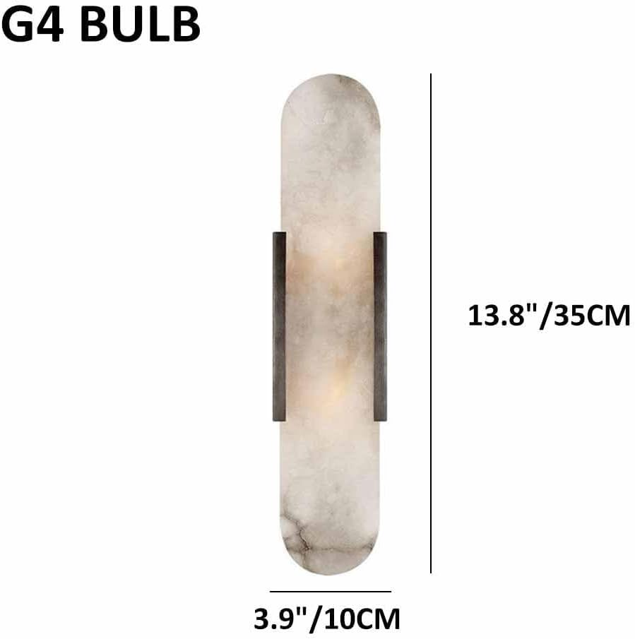 Set of 2 Nordic Modern Marble Wall Sconce Gold/Black Accent Wall Light Fixture Wall Mounted Lamp Contemporary Minimalist Design for Bedroom, Living Room, Hallway Lighting(Black,35CM)