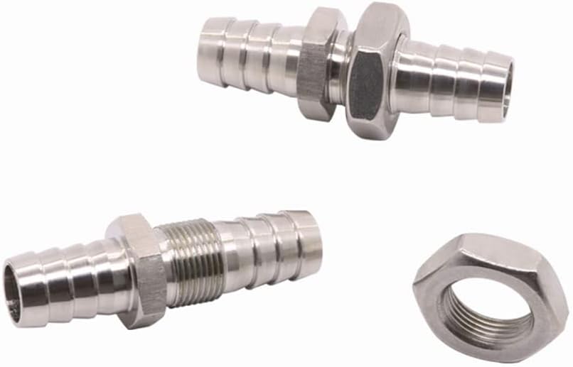 Hose Adapter,Tap Connector,304 Stainless Steel Bulkhead Hosetail Pipe Fitting Hose Barb Connector Water Gas Fuel Panel Install(32mm)