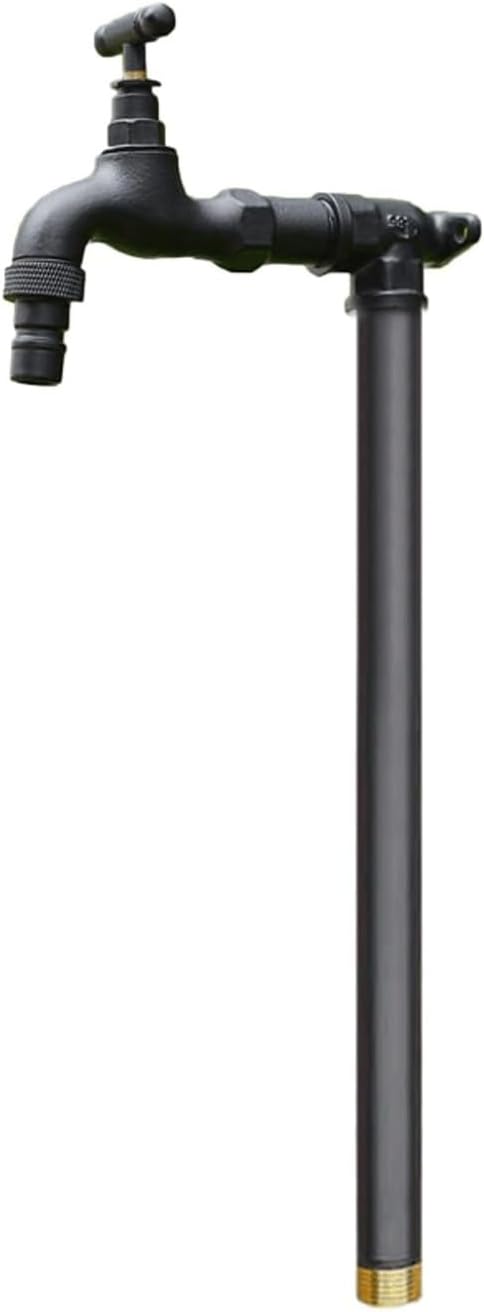 Freestanding Copper Garden Water Column with Faucet Outdoor Vertical Antifreeze Water Pipe Brass Floor Mount Water Tap for School Yard(Black,60cm/23.6'')