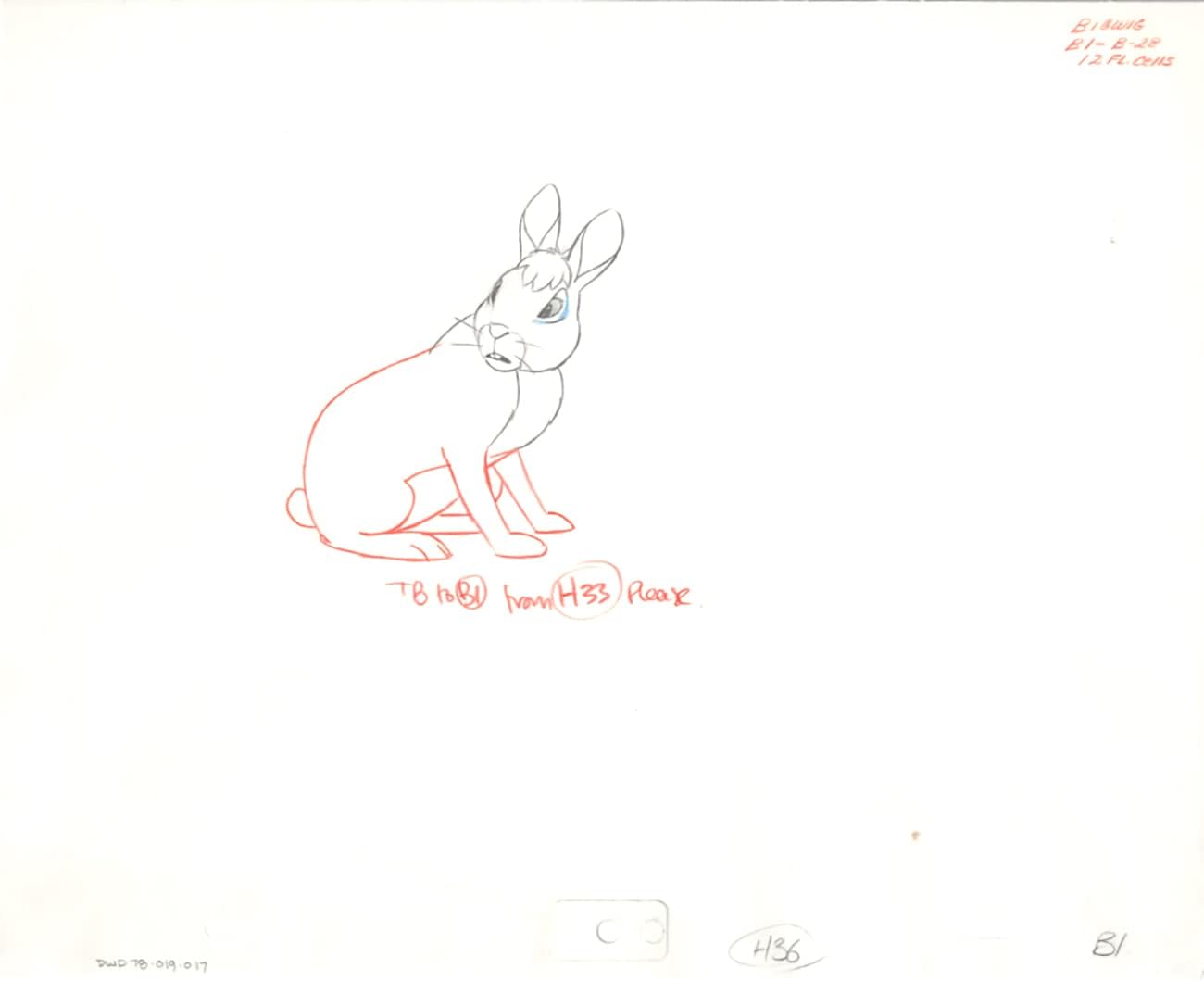 Watership Down 1978 Production Animation Cel Drawing with Linda Jones Enterprise Seal and Certificate of Authenticity 19-017