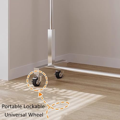 Heavy Duty Clothing Rack on Wheels - Stainless Steel Garment Rack for Hanging Clothes, Commercial Display, Freestanding Coat Rack for Bedroom, 150x40x150CM