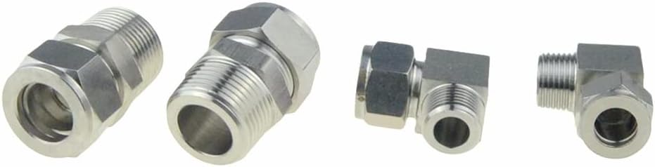 Hose Adapter,Tap Connector,SS Compression Pipe Adapter Tube Ferrule Air Fitting Connector Stainless Steel 304-PL-NPT(Pl bspt 1/2,A-22mm OD Tube)