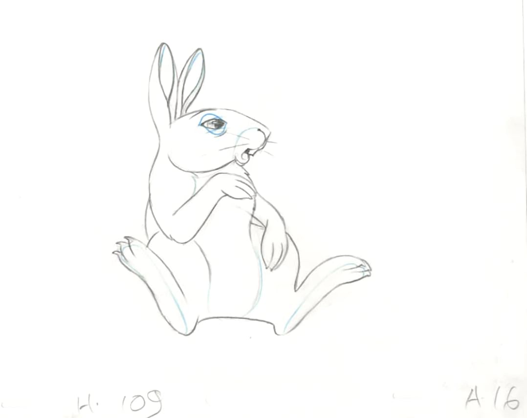 Watership Down 1978 Production Animation Cel Drawing with Linda Jones Enterprise Seal and Certificate of Authenticity 18-20