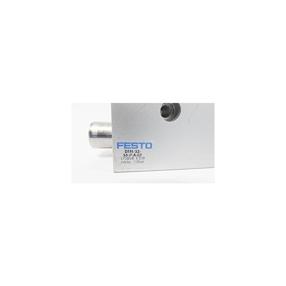 FESTO DFM-32-50-P-A-GF (170858), 0.8 M/S MAX. SPEED, 1.5-10 BAR, 32 MM BORE, 50 MM STROKE, DFM SERIES, DOUBLE-ACTING, ELASTIC CUSHIONING RINGS/PADS AT BOTH ENDS, G1/8 PNEUMATIC CONNECTION, GUIDED ACTU