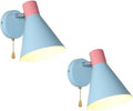 Wall Sconces Lighting Set of 2 for Bedroom, Blue Macaron Wall Lamp E27 Nordic Modern Wall Light Fixtures with Switch, Adjustable Bedside Wall Lights for Hallway Living Room Restaurant Offi