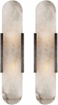 Set of 2 Nordic Modern Marble Wall Sconce Gold/Black Accent Wall Light Fixture Wall Mounted Lamp Contemporary Minimalist Design for Bedroom, Living Room, Hallway Lighting(Black,50CM)