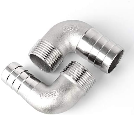 Hose Adapter,Tap Connector,1/8'' - 2'' BSP Male Thread x Barb Hose Tail 304 Stainless Steel Elbow Water Pipe Fitting SS304 Reducer Joint Connector-50mm,2'(36893,40mm)