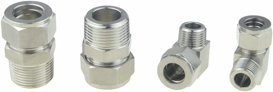Hose Adapter,Tap Connector,SS Compression Pipe Adapter Tube Ferrule Air Fitting Connector Stainless Steel 304-PL-NPT(Pl bspt 1/2,A-25mm OD Tube)