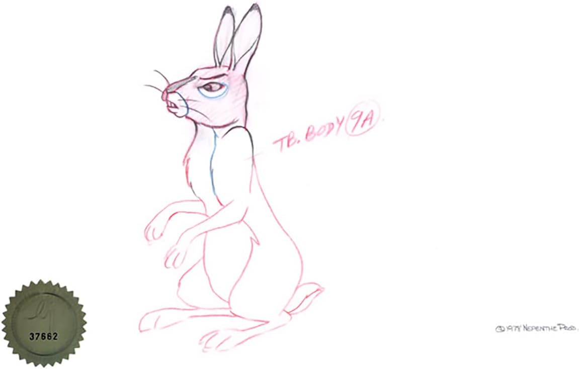 Watership Down 1978 Production Animation Cel Drawing with Linda Jones Enterprise Certificate of Authenticity 015-010