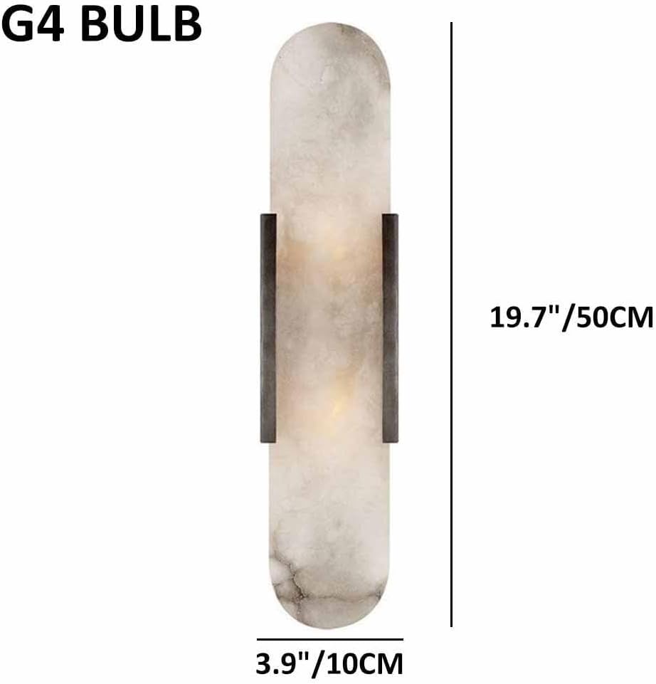 Set of 2 Nordic Modern Marble Wall Sconce Gold/Black Accent Wall Light Fixture Wall Mounted Lamp Contemporary Minimalist Design for Bedroom, Living Room, Hallway Lighting(Black,50CM)