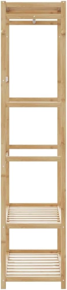Bamboo Clothes Rack for Hanging Clothing, Freestanding Garment Organizer with Shelves, Ideal for Bedroom Storage