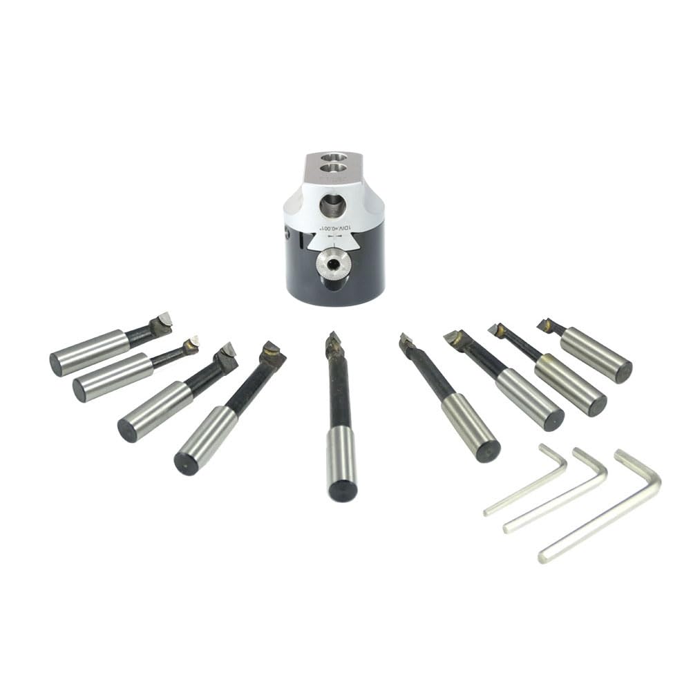 KAKA INDUSTRIAL Bodee 2-inch' Boring Head Set, 9 Piece 1/2'-inch Shank Carbide Boring Bar Set (Without Boring Shank)