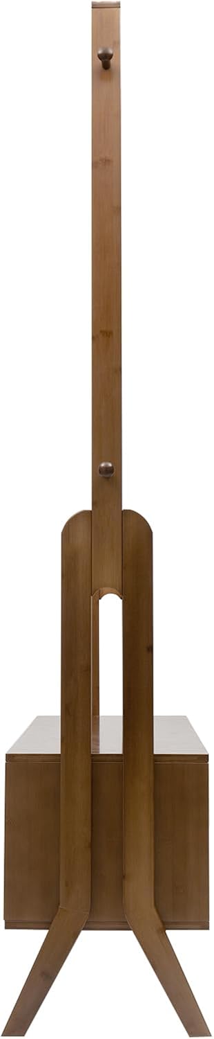 Bamboo Garment Racks, Clothes Rack for Hanging Clothes Portable Closet with Hanging Rod Shelving Clothing Rack Freestanding Wardrobe, Closet Organizers and Storage Drawers, Max Load 300LBS, Brown