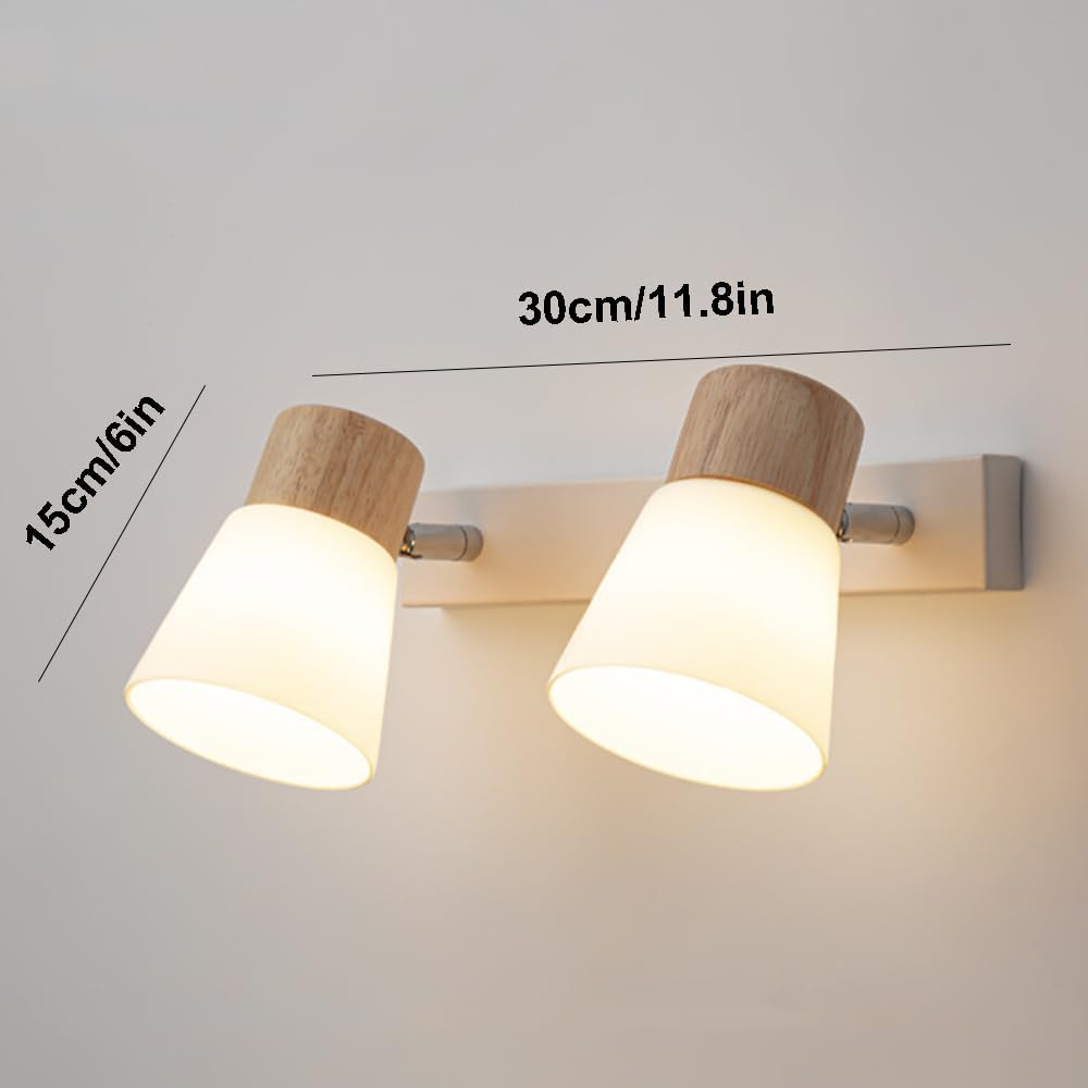 Modern Decor Headboard Lamp Set of 2 Bedroom Wall Mounted Reading Lamp Glass Sconces Light Fixtures Wood Wall Lighting Fixture Lamps for Living Room Kitchen Mirror Vanity Hallway Stairs