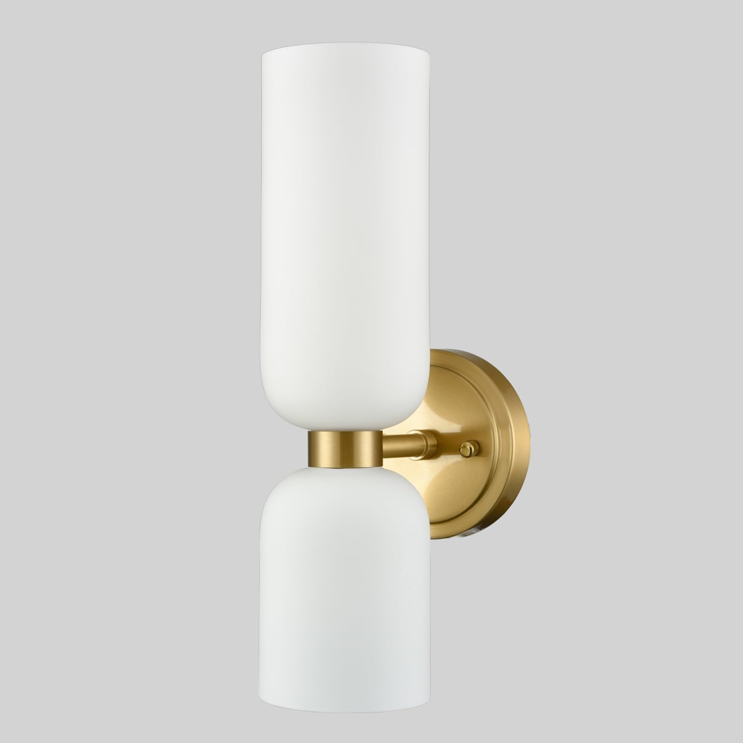 DEYNITE Gold Wall Sconces Set of Two 2-Light Modern Wall Light 3.93'(W)*14.2'(H) Bathroom Vanity Light Milky White Glass