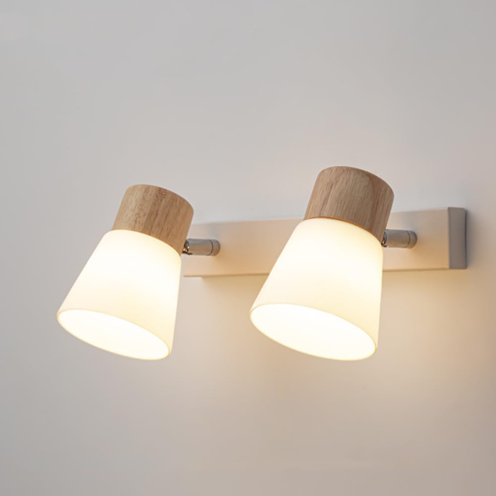 Modern Decor Headboard Lamp Set of 2 Bedroom Wall Mounted Reading Lamp Glass Sconces Light Fixtures Wood Wall Lighting Fixture Lamps for Living Room Kitchen Mirror Vanity Hallway Stairs