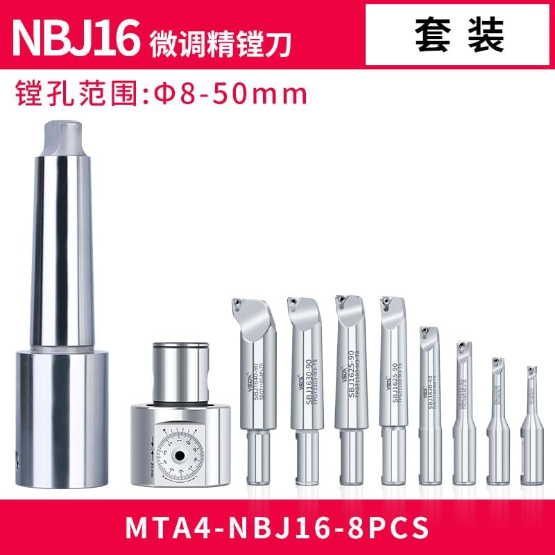 1pc Precision NBJ16 Boring Head System+BT30 M12 Holder +8pcs 16mm Boring Bar Boring Rang 6-51mm Boring Tool Set(MTA4-NBJ16-8PCS)