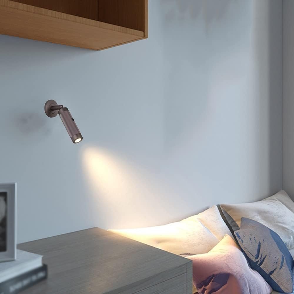Modern Adjustable Bedside Reading Light Set of 2 Wall Lamps, LED Cylinder Aluminum Wall Lights Scocnes with Switche for Indoor Bedroom LIiving Room Lámpara de Pared (Color : Brass, Size : 3000K)