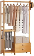 Stylish Bamboo Clothes Rack with Hanging Rod & Storage Shelves – Standing Garment Organizer for Bedroom, Hallway & Entryway Home Décor