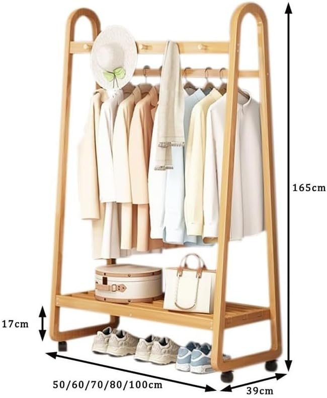 Slide Out Pants Rack Closet Hanger Bar Pull Trousers Tie Belts Scarf Racks Top Mounted Wardrobe Clothes for Closet Retractable,Bamboo Garment Rack with 5 Shelves Freestanding Clothes Hanging