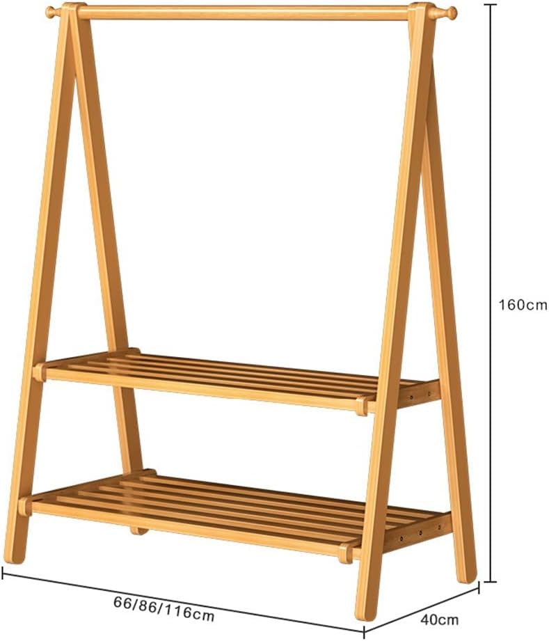 Heavy Duty Bamboo Clothing Rack with Coat Stand & Shoe nizer - 2-Tier Wardrobe Stora for Hanging Clothes, Stylish and Garment nizer for Home or Retail Use