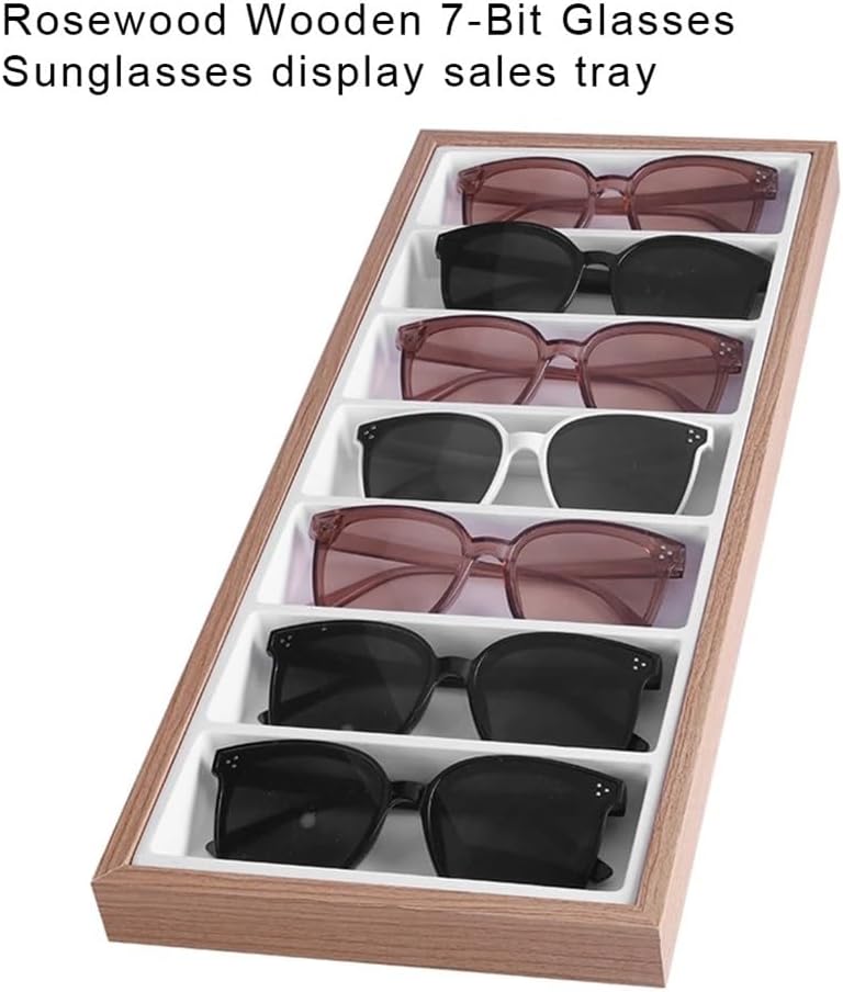 Eyeglasses Stand 7 Grids Glasses Display Tray Sunglasses Necklace Rack Organizer Stand Holder Storage Box for Sales Counter Eyewear Display Rack(White)