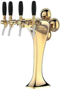 4 Taps Stainless Steel Tower, Pipe Tower Kegerator, with LED Beer Labels, Electroplating Surface (Gold/Sliver),Gold