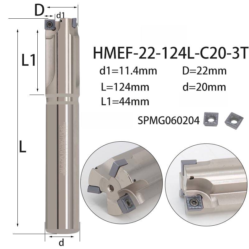 1pc HMEF Countersink Drill Head Milling Cutter Holder CNC Shank Rough Boring Bar Rod Tools Inserts SPMG HMEF-14-108-C12-1T(HMEF-22-124-C20-3T)