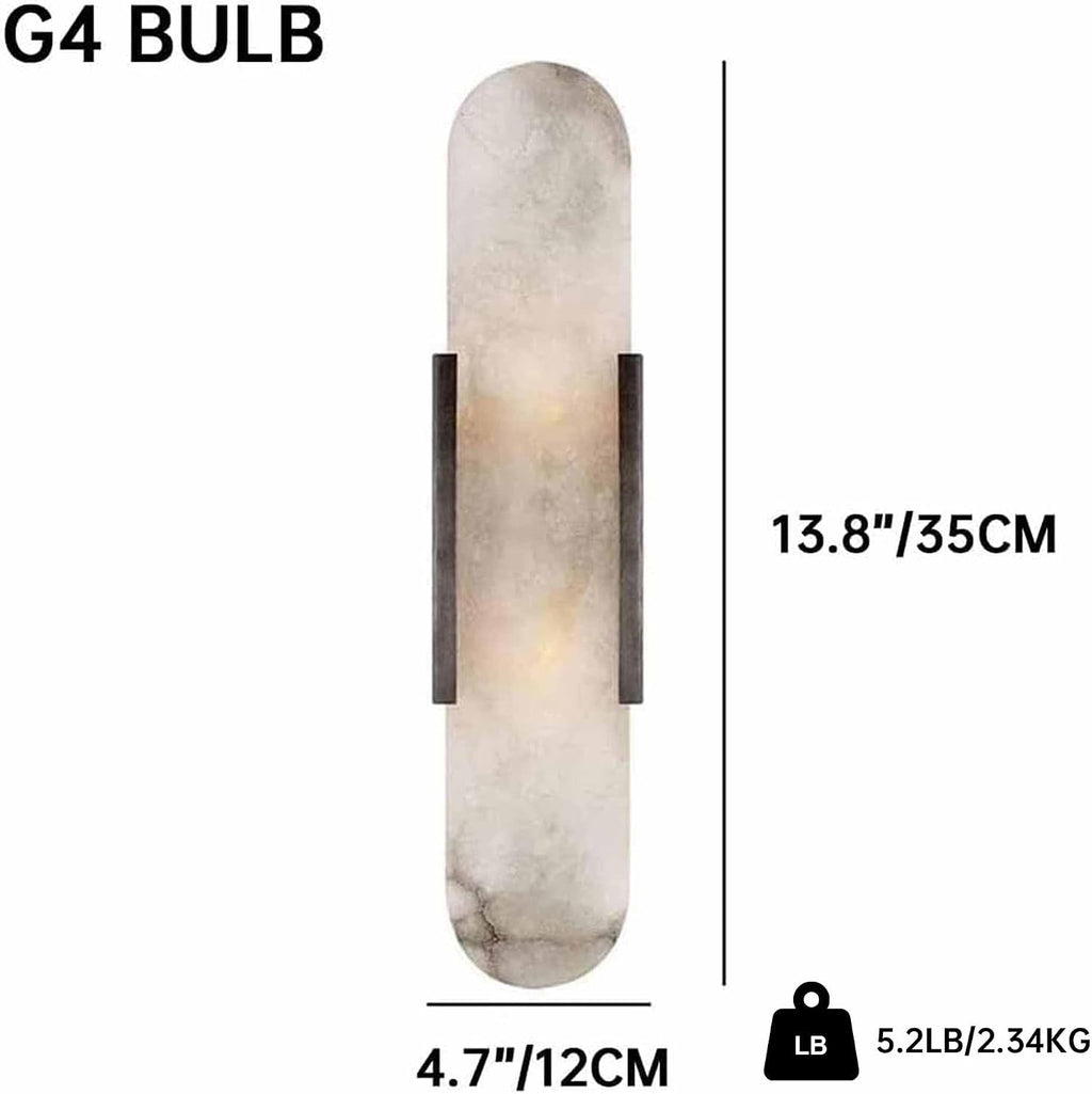Natural Alabaster Wall Sconces Set of 2 Marble Wall Lamp Bathroom Vanity Light Fixtures Alabaster Sconce Lighting White Stone Wall Mount Lamp for Bedroom Living Room Hallway Stairs Kitchen