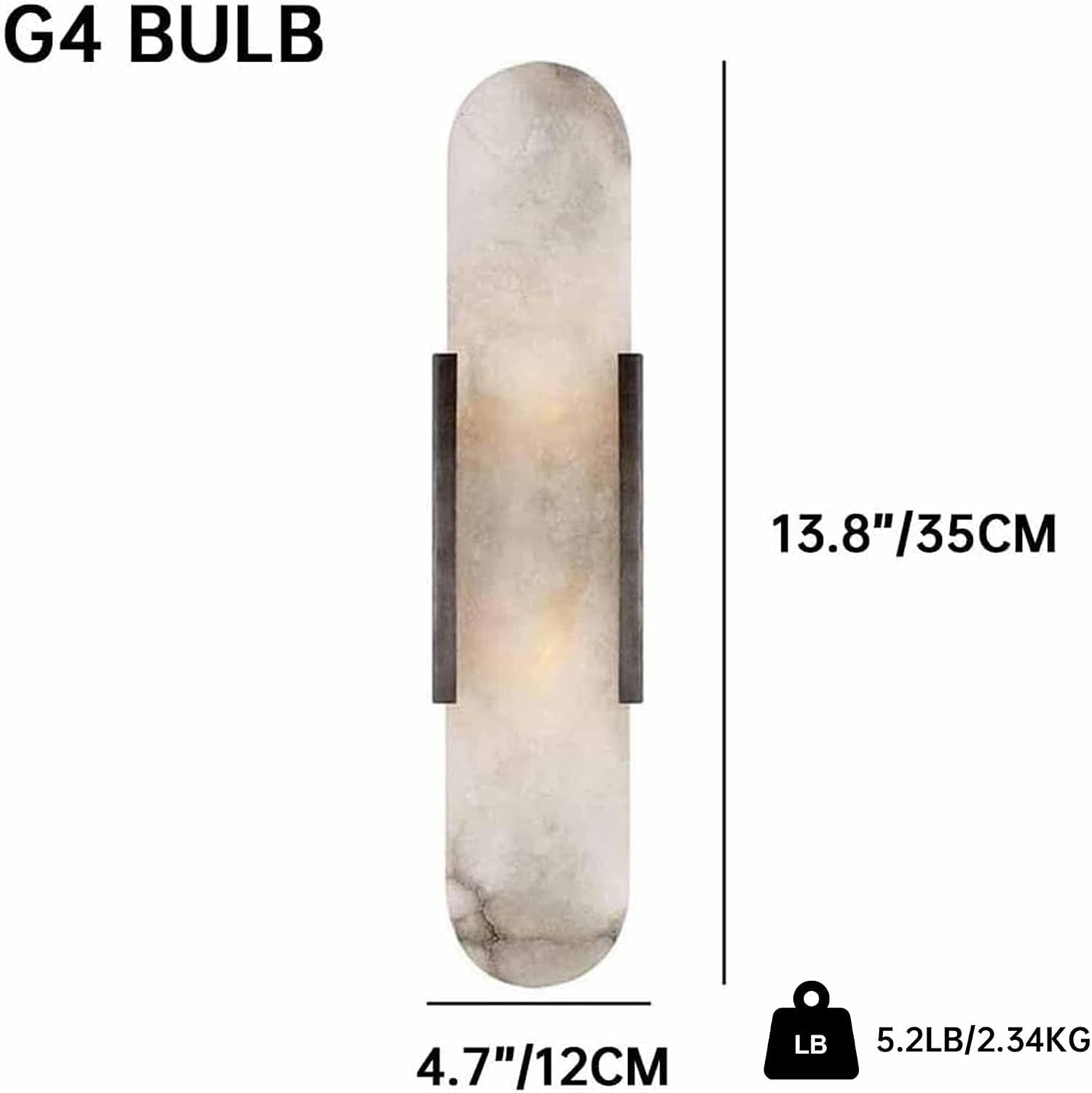 Natural Alabaster Wall Sconces Set of 2 Marble Wall Lamp Bathroom Vanity Light Fixtures Alabaster Sconce Lighting White Stone Wall Mount Lamp for Bedroom Living Room Hallway Stairs Kitchen