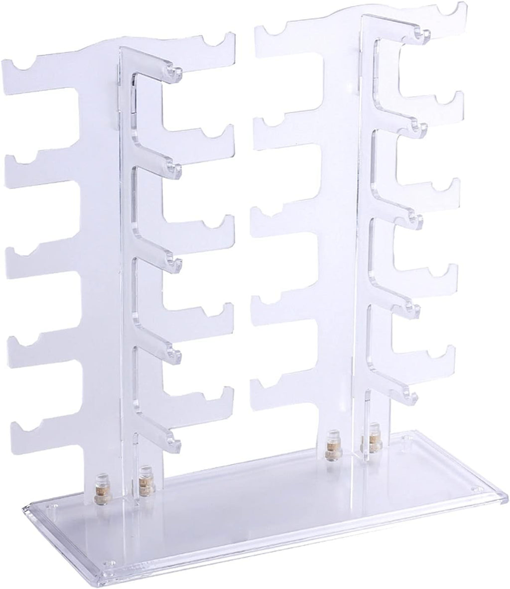 Eyeglass Displays Two Row Eyeglasses Sunglasses Storage Display Stand Holder Organizer Case Show Rack Acrylic Eyewear Display Stand for 10 Glasses, Water Clear Display Risers