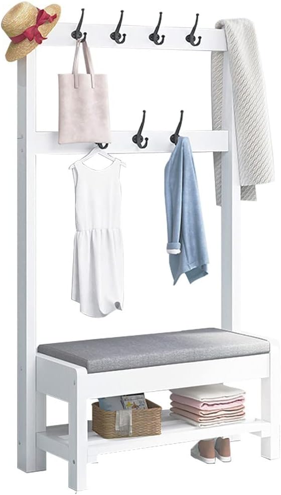 Bamboo Garment Rack, Portable Coat Rack with Bench, for Hanging Clothes, for Hallway Entryway/70 * 30 * 165Cm (70*30*165cm )