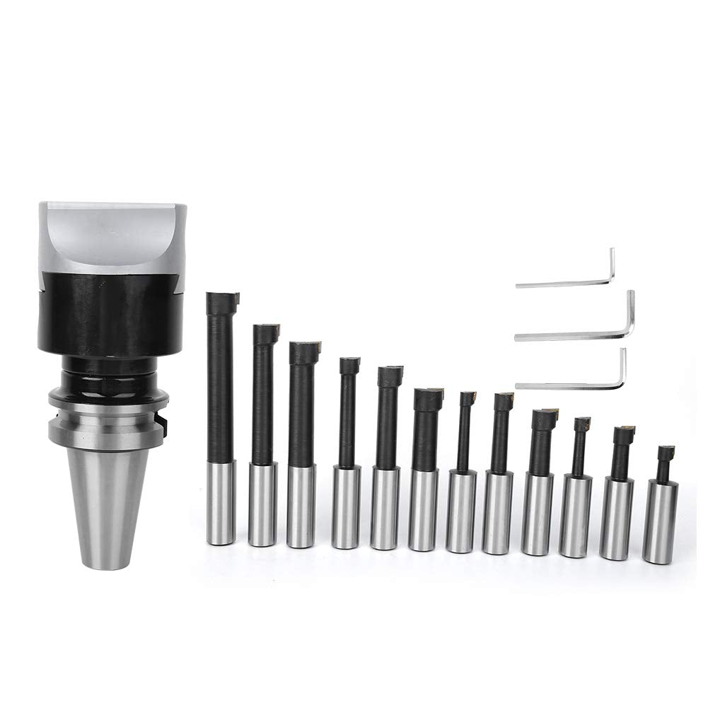 12Pcs/set Boring Cutter, 40CR F1-18 CNC High Hardness 75mm Head Diameter Milling Tool Kit, Boring Bar Tool (BT40-F1-18-12PCS)