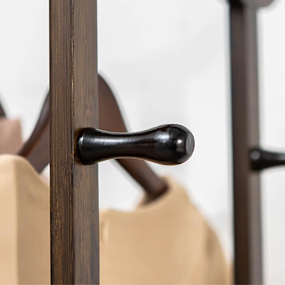 Portable Clothes Racks for Hanging Clothes, Bamboo Garment Rack with 8 Hooks and Lower Storage Shelf for Boxes Shoes Boots, Load 30Kg/a/55 * 39 * 174Cm (B 55*39*174Cm)