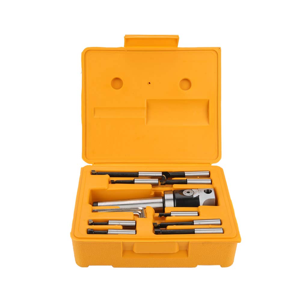 Brilluxa Boring Head Set, 50mm F1-12 Boring Head with MT4-M16 Arbor Adapter and 9PCS 12mm Boring Bar Set, Taper Shank Boring Tool Kit for CNC Milling Machine
