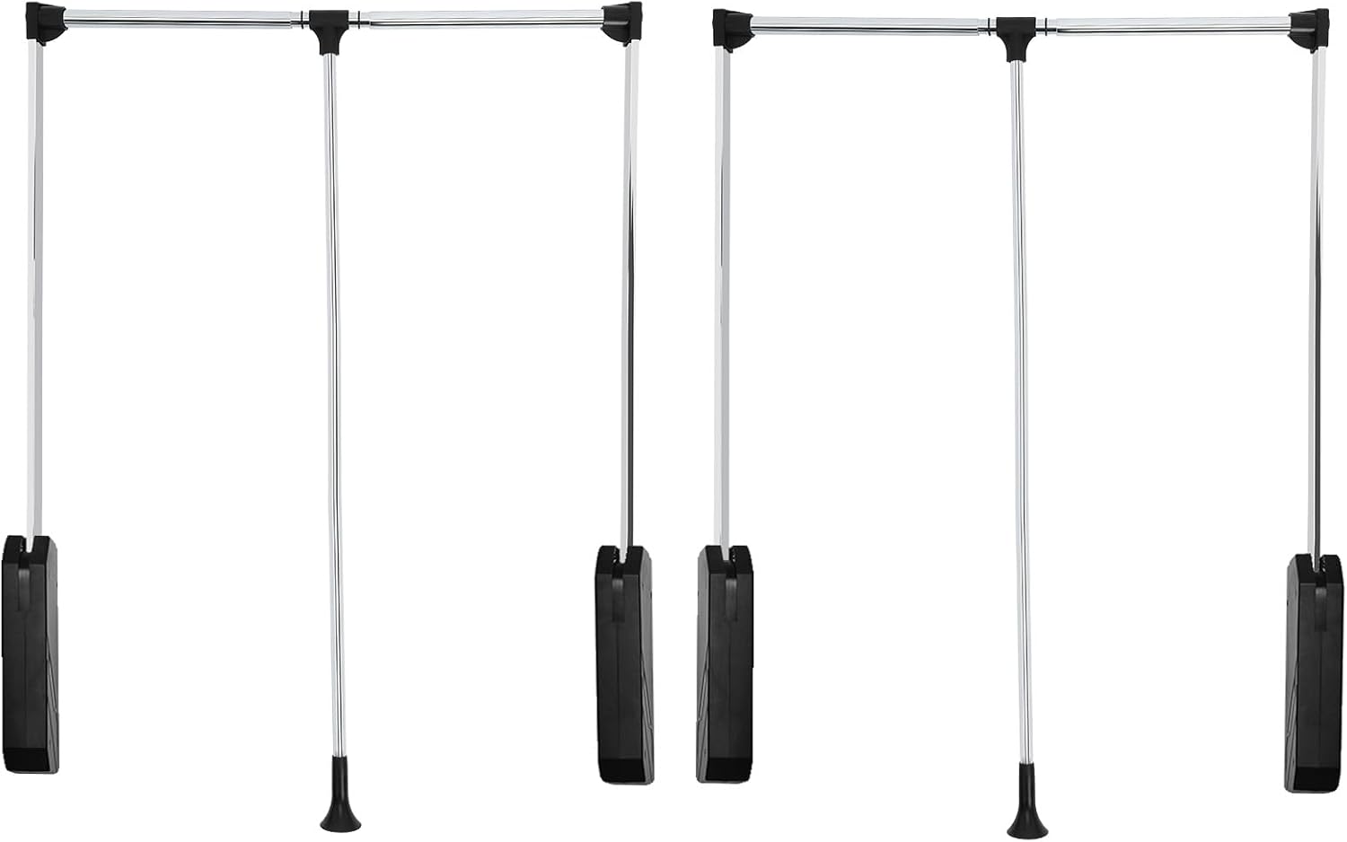 Pull Down Closet Rod 2 Pack, 60 lbs Load Capacity, Stainless Steel Adjustable 35-46.5 inches Soft-Close Wardrobe Lift Rail Organizer for Hanging Clothes, Two-way Buffering Side&Back Mounted Closet Rod