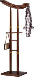 Multifunctional Bamboo Clothing Rack & Coat Rack - 12-Hook Organizer for Hanging Clothes, Perfect Bedroom Storage Solution & Hat Tree, Stylish & Durable Design