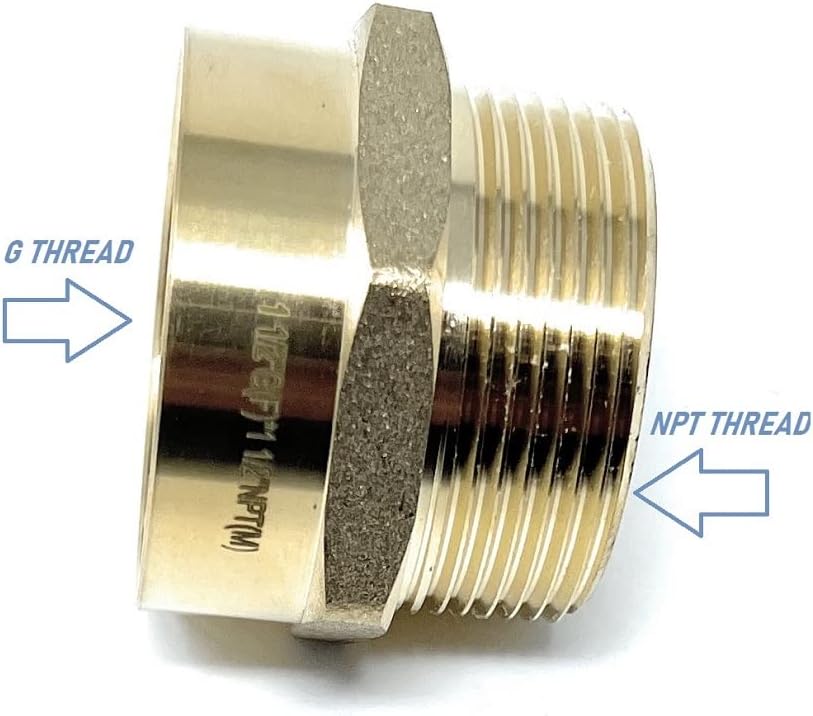 G Thread (British BSPP) Female to NPT Thread Male Pipe Fitting Adapter - Lead-Free Adapter (Four, 1 1/2 inch)